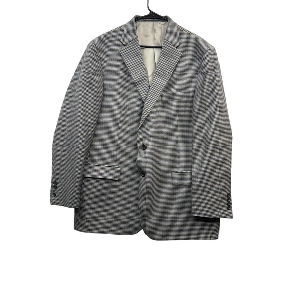 Hart Schaffner Marx Houndstooth Blazer Tailored Sport Coat USA Academia 48R